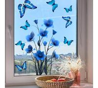 Stickers pour fenêtre en PVC Motif papillon 30,5 x 61 cm Réutilisable | Pour une technologie d'adhérence statique, application sans colle, design repositionnable, verre lisse uniquement