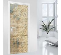 Stickers pour porte - Lumaléa - Feuilles - Adhésif MAT - Largeur 93 x Hauteur 205 cm
