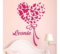 Stickers Prénom Personnalisé | Sticker Autocollant Ballon de Pappilons - Décoration Murale Chambre Enfant | 2 Planches de 40 x 30 cm et 50 x 30 cm - Fushia, Modèle 9