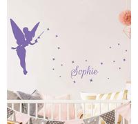 Stickers Prénom Personnalisé | Sticker Autocollant Fée et étoiles - Décoration Murale Chambre Enfant | 2 Planches de 40 x 25 cm - Stickers personnalisable prenom Lavande