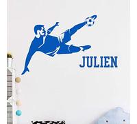 Stickers Prénom Personnalisé | Sticker Autocollant Footballeur - Décoration Murale Chambre Enfant | 2 Planches de 30 x 35 cm et 60 x 25 cm - Bleu Marine - à Personnaliser vous-même