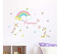 Stickers Prénom Personnalisé | Sticker Autocollant Nom Personnalisable - Décoration Murale Chambre Enfant | 2 Planches de 25 x 25 cm et 40 x 25 cm - Multicouleur