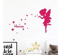 Stickers Prénom Personnalisé | Sticker Autocollant Nom Personnalisable - Décoration Murale Chambre Enfant | 2 Planches de 40 x 20 cm et 40 x 25 cm - Fushia