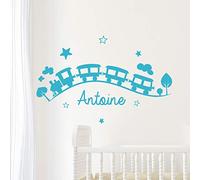 Stickers Prénom Personnalisé | Sticker Autocollant Nom Personnalisable - Décoration Murale Chambre Enfant | 2 Planches de 20 x 30 cm et 40 x 30 cm - Bleu ciel