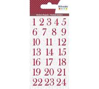 Stickers Puffies - Barok - Chiffres Floqués - Rouge - 24 Pièces