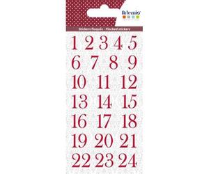 Stickers Puffies - Barok - Chiffres Floqués - Rouge - 24 Pièces