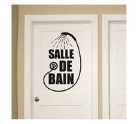 Stickers salle de bain - Sticker salle de bain - Sticker porte - Autocollant de porte - Stickers toilette - decoration toilettes - 30CM x 20CM - Sticker Mural Noir