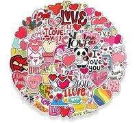 Stickers Scrapbooking Love 50 Pièces, Autocollants Coeur Saint Valentin Imperméables pour Album, Laptop, Téléphone,