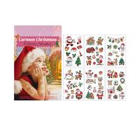 Stickers temporaires de Noël pour les Autocollants imperméables cartoon | Stickers d'art de Noël Faux tatouages imperméables dessin animé corps bras yeux fête