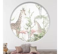 Stickers Trompe l'oeil Arche ronde Enfants - Lumaléa - Animaux de la jungle - Diamètre 130 cm