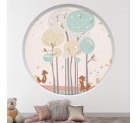 Stickers Trompe l'oeil Arche ronde Enfants - Lumaléa - Animaux - Diamètre 130 cm