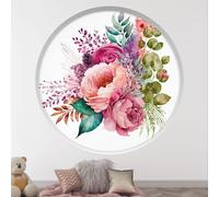 Stickers Trompe l'oeil Arche ronde Enfants - Lumaléa - Bouquet de fleurs - Diamètre 130 cm