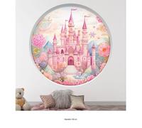Stickers Trompe l'oeil Arche ronde Enfants - Lumaléa - Château princesse - Diamètre 100 cm