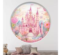Stickers Trompe l'oeil Arche ronde Enfants - Lumaléa - Château princesse - Diamètre 130 cm
