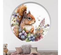Stickers Trompe l'oeil Arche ronde Enfants - Lumaléa - Écureuil - Diamètre 130 cm