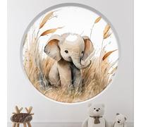 Stickers Trompe l'oeil Arche ronde Enfants - Lumaléa - Éléphant - Diamètre 130 cm