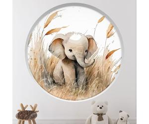 Stickers Trompe l'oeil Arche ronde Enfants - Lumaléa - Éléphant - Diamètre 130 cm