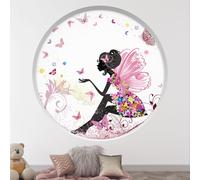 Stickers Trompe l'oeil Arche ronde Enfants - Lumaléa - Fée papillons - Diamètre 130 cm