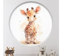 Stickers Trompe l'oeil Arche ronde Enfants - Lumaléa - Girafe - Diamètre 130 cm