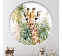 Stickers Trompe l'oeil Arche ronde Enfants - Lumaléa - Girafe - Diamètre 130 cm