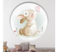 Stickers Trompe l'oeil Arche ronde Enfants - Lumaléa - Lapin papillon - Diamètre 130 cm