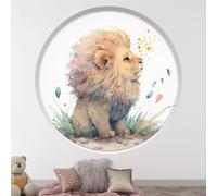 Stickers Trompe l'oeil Arche ronde Enfants - Lumaléa - Lion - Diamètre 130 cm