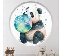 Stickers Trompe l'oeil Arche ronde Enfants - Lumaléa - Panda bulle - Diamètre 130 cm