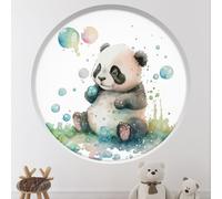 Stickers Trompe l'oeil Arche ronde Enfants - Lumaléa - Panda bulle - Diamètre 130 cm