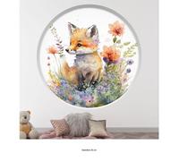 Stickers Trompe l'oeil Arche ronde Enfants - Lumaléa - Renard - Diamètre 30 cm