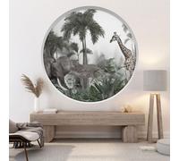 Stickers Trompe l'oeil Arche ronde - Lumaléa - Animaux de la jungle - Diamètre 130 cm