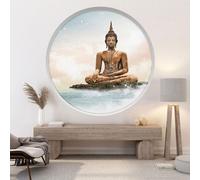 Stickers Trompe l'oeil Arche ronde - Lumaléa - Bouddha - Diamètre 130 cm