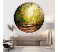 Stickers Trompe l'oeil Arche ronde - Lumaléa - Chemin forêt - Diamètre 130 cm