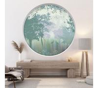 Stickers Trompe l'oeil Arche ronde - Lumaléa - Forêt - Diamètre 130 cm