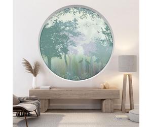 Stickers Trompe l'oeil Arche ronde - Lumaléa - Forêt - Diamètre 130 cm