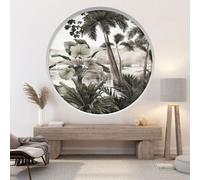 Stickers Trompe l'oeil Arche ronde - Lumaléa - Forêt Tropicale - Diamètre 130 cm