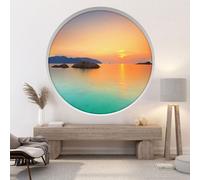 Stickers Trompe l'oeil Arche ronde - Lumaléa - Vue mer - Diamètre 130 cm