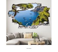 Stickers Trompe l'oeil trou dans le mur - Lumaléa - Bateau - Hauteur 30 x Largeur 48 cm