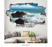 Stickers Trompe l'oeil trou dans le mur - Vue Mer 3617681432241 - Hauteur 30 x Largeur 48 cm