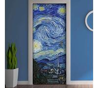 Stickers Van Gogh Application Facile et Sans Bulles, Revêtements de Porte Ajustables, Décorations Idéales pour Rénovation