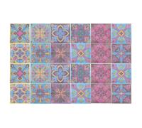 Stickers X AUTOHAUX Sticker pour carrelage Autocollant mural en PVC pour Carrelage 10 x 10 cm Jaune Rose 24Pcs