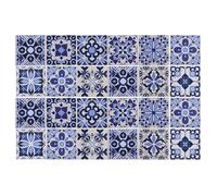 Stickers X AUTOHAUX Sticker pour carrelage Autocollants Muraux en PVC 15 x 15 cm Noir Bleu 24Pcs