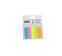 Sticky Marque-page en papier, feuillets adhésifs colorés format 15 x 50 mm, 5 bloc-notes de 100 feuillets adhésifs, 500 languettes adhésives, couleurs fluo assorties Blu-ray - Rose-orange - vert