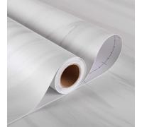 Stickyart Papier Peint Adhesif Mural Blanc Adhesif Marbre 60cm x 400cm Papier Peint Autocollant Revetement Mural Décoratif Vinyle Film Imperméable pour Mur de Salon Chambre Salle de Bains Cuisine