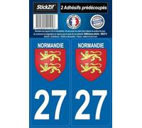 STICKZIF SR27-2 Autocollant Plaque Département 27 Blason Normandie, Set de 2