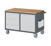 STIER Armoire roulante STIER Premium avec 3 tiroirs et 1 porte battante, lxPxH 1 145x650x795 mm Quantité:1