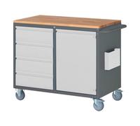 STIER Armoire roulante STIER Premium avec 4 tiroirs et 1 porte battante, lxPxH 1 145x650x975 mm Quantité:1
