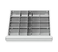 STIER Compartimentage de tiroir STIER, séparations en métal, BLH 200-300 mm, dimensions intérieures 500x450 mm, 20 casiers, 6 x TW 125 Quantité:1