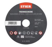 STIER Disque à tronçonner STIER acier inoxydable, 5 pièces, 125 x 1,0 x 22,23 mm, forme 41 Quantité:1