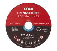 STIER Disque à tronçonner STIER acier inoxydable, 5 pièces, 125 x 1,0 x 22,23 mm, forme 41 Quantité:25