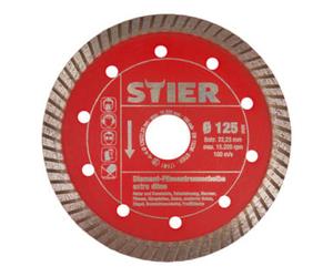 STIER Disque de tronçonnage pour carrelages STIER Diamant extra mince Ø 125 mm, alésage 22,23 mm, spécialement adapté aux carreaux en grès Quantité:1